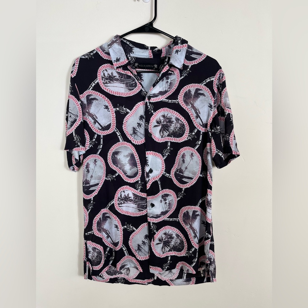 All Saints Islandz Palm Tree Print Button Down Short Sleeve - Picture 5 of 12